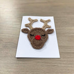 Crochet Christmas Reindeer 100% Recycled Greetings Card A6