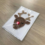 Crochet Christmas Reindeer 100% Recycled Greetings Card A6