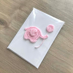Crochet 'It's a Girl' Baby Pink Elephant 100% Recycled Greetings Card