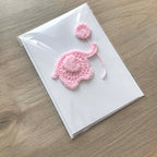 Crochet 'It's a Girl' Baby Pink Elephant 100% Recycled Greetings Card