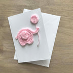 Crochet 'It's a Girl' Baby Pink Elephant 100% Recycled Greetings Card