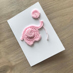 Crochet 'It's a Girl' Baby Pink Elephant 100% Recycled Greetings Card