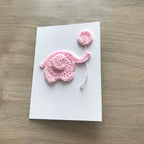 Crochet 'It's a Girl' Baby Pink Elephant 100% Recycled Greetings Card