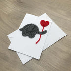 Crochet Elephant with Heart Balloon 100% Recycled Greetings Card