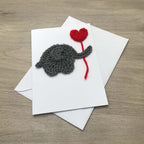 Crochet Elephant with Heart Balloon 100% Recycled Greetings Card