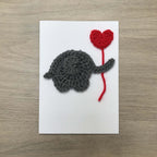 Crochet Elephant with Heart Balloon 100% Recycled Greetings Card