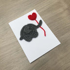 Crochet Elephant with Heart Balloon 100% Recycled Greetings Card