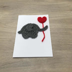 Crochet Elephant with Heart Balloon 100% Recycled Greetings Card