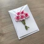 Crochet Pink Bunch of Flowers 100% Recycled Greetings Card