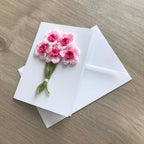 Crochet Pink Bunch of Flowers 100% Recycled Greetings Card