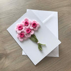 Crochet Pink Bunch of Flowers 100% Recycled Greetings Card