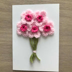 Crochet Pink Bunch of Flowers 100% Recycled Greetings Card
