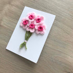 Crochet Pink Bunch of Flowers 100% Recycled Greetings Card