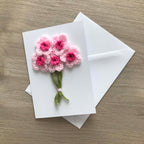 Crochet Pink Bunch of Flowers 100% Recycled Greetings Card