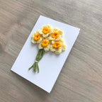 Crochet Yellow Bunch of Flowers 100% Recycled Greetings Card A6