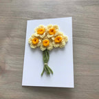 Crochet Yellow Bunch of Flowers 100% Recycled Greetings Card A6