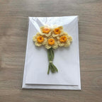 Crochet Yellow Bunch of Flowers 100% Recycled Greetings Card A6