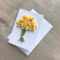Crochet Yellow Bunch of Flowers 100% Recycled Greetings Card A6