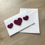 Crochet Deep Purple Trio of Hearts 100% Recycled Greetings Card