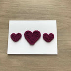 Crochet Deep Purple Trio of Hearts 100% Recycled Greetings Card