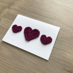 Crochet Deep Purple Trio of Hearts 100% Recycled Greetings Card