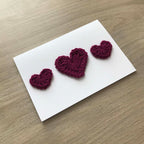 Crochet Deep Purple Trio of Hearts 100% Recycled Greetings Card