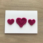 Crochet Fuchsia Trio of Hearts 100% Recycled Greetings Card