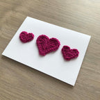 Crochet Fuchsia Trio of Hearts 100% Recycled Greetings Card