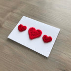 Crochet Red Trio of Hearts 100% Recycled Greetings Card