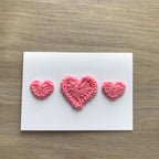Crochet Light Pink Trio of Hearts 100% Recycled Greetings Card