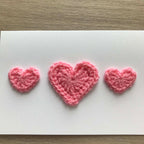 Crochet Light Pink Trio of Hearts 100% Recycled Greetings Card