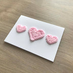Crochet Baby Pink Trio of Hearts 100% Recycled Greetings Card