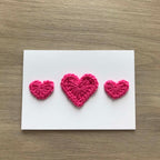 Crochet Pink Trio of Hearts 100% Recycled Greetings Card