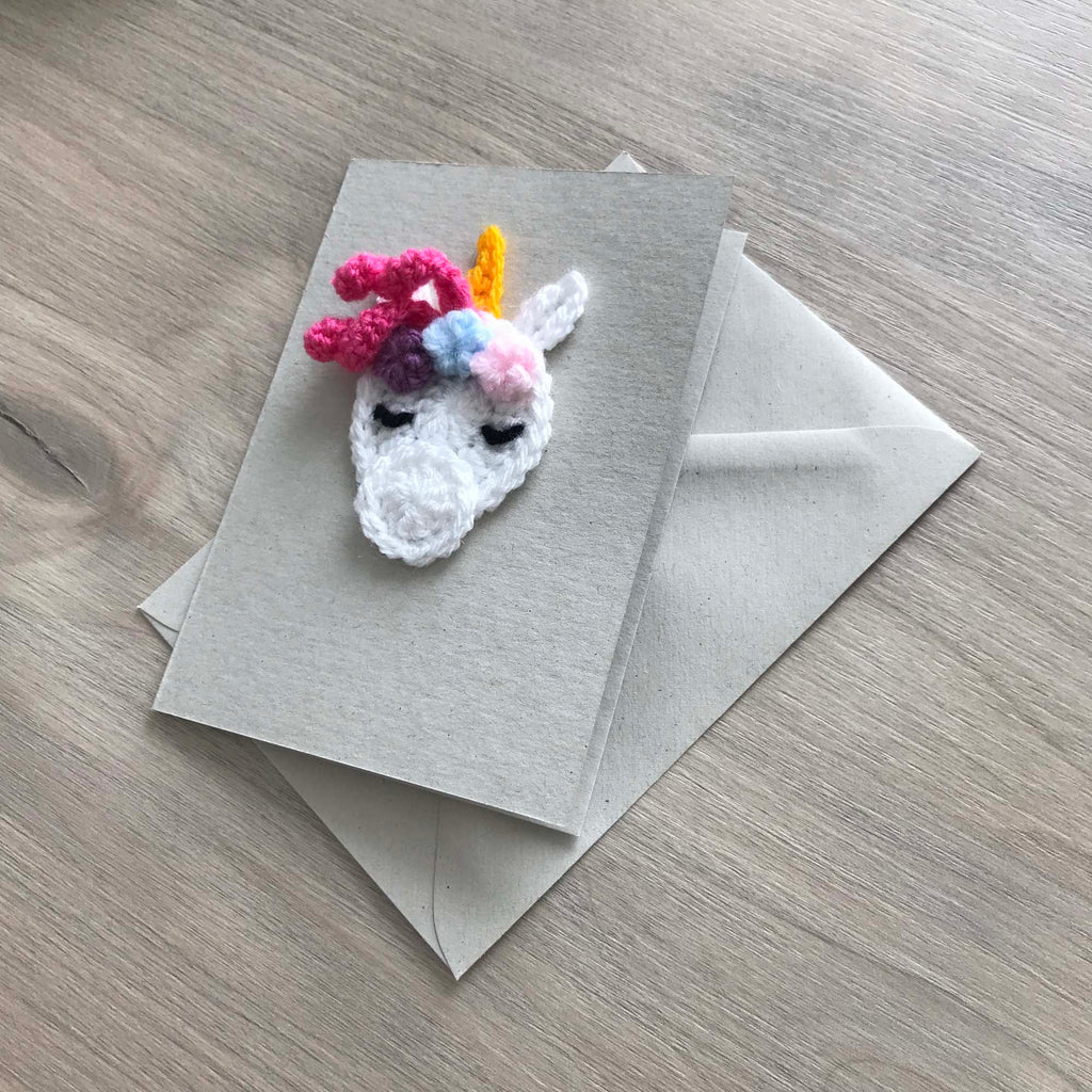 Crochet Unicorn 100% Recycled Greetings Card