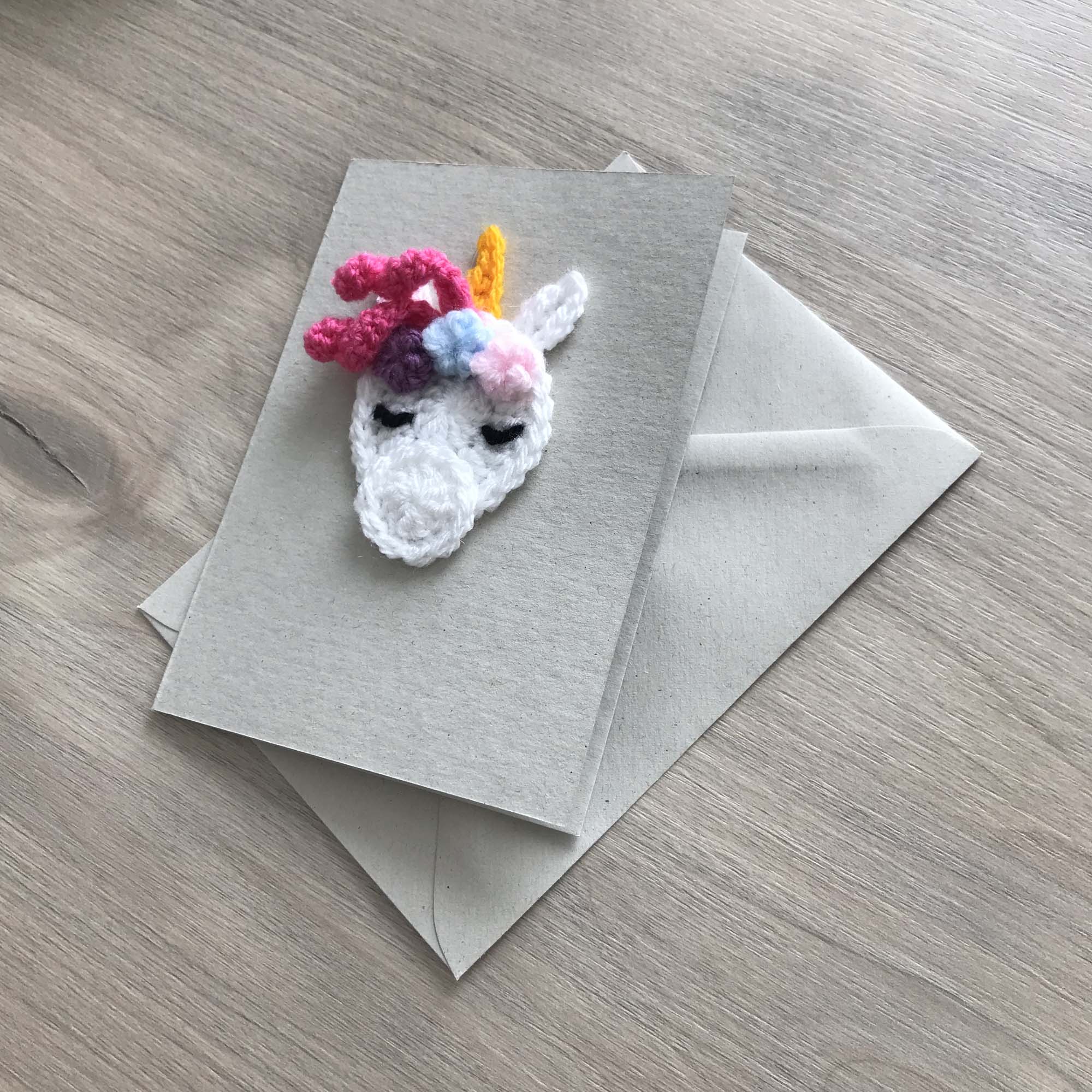 Crochet Unicorn 100% Recycled Greetings Card