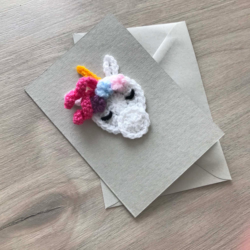 Crochet Unicorn 100% Recycled Greetings Card