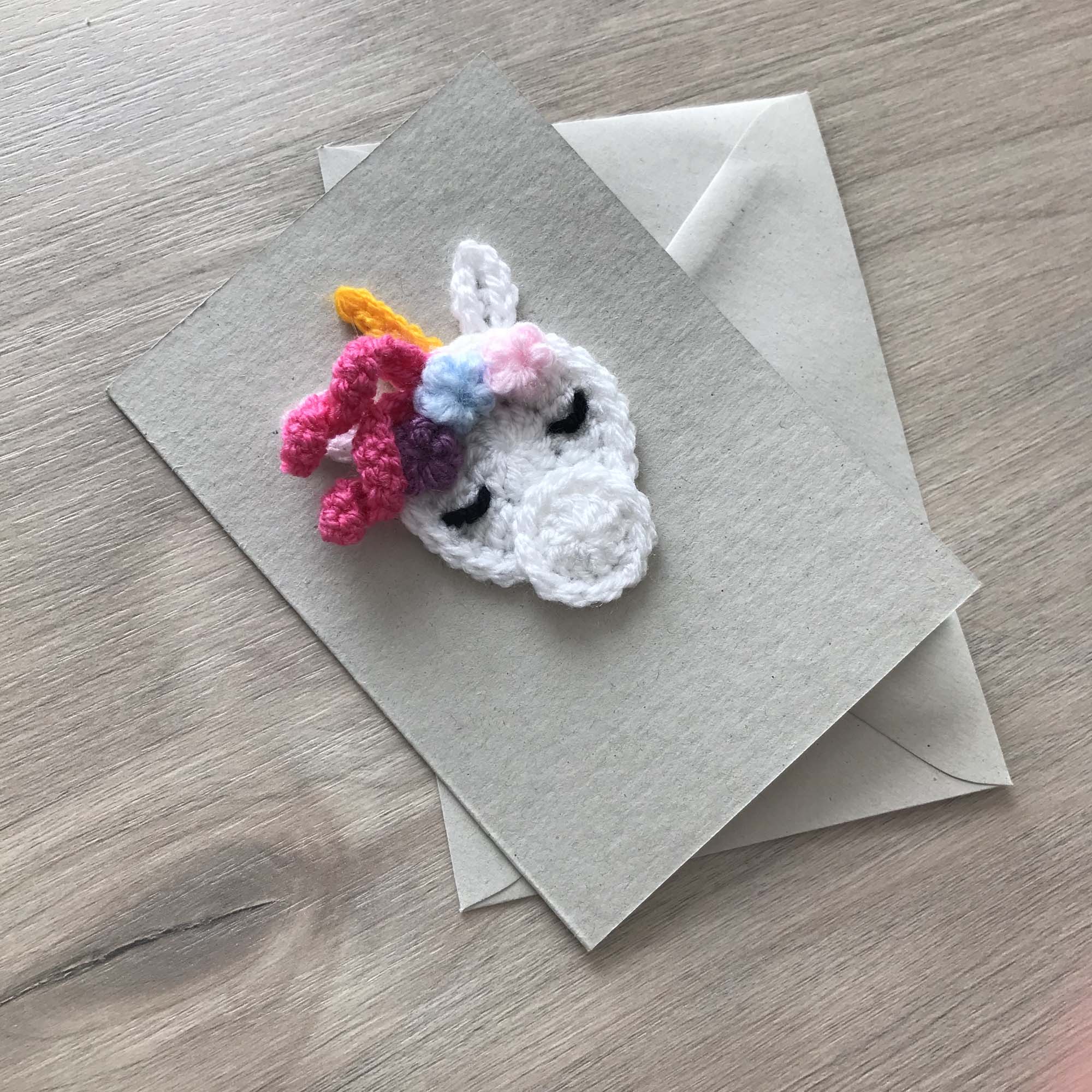 Crochet Unicorn 100% Recycled Greetings Card