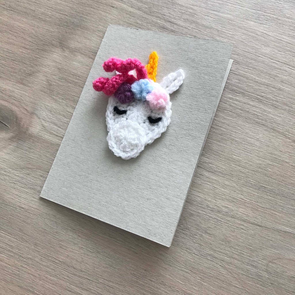 Crochet Unicorn 100% Recycled Greetings Card