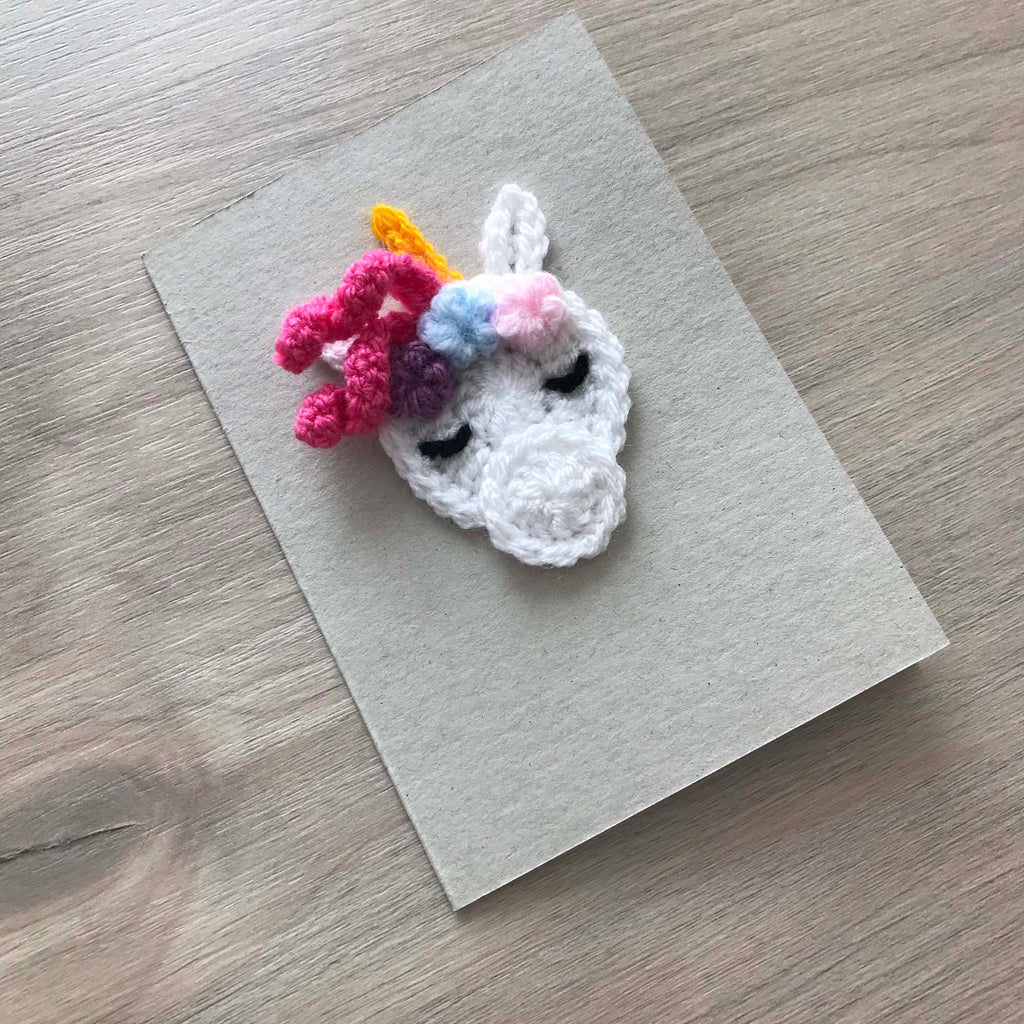 Crochet Unicorn 100% Recycled Greetings Card