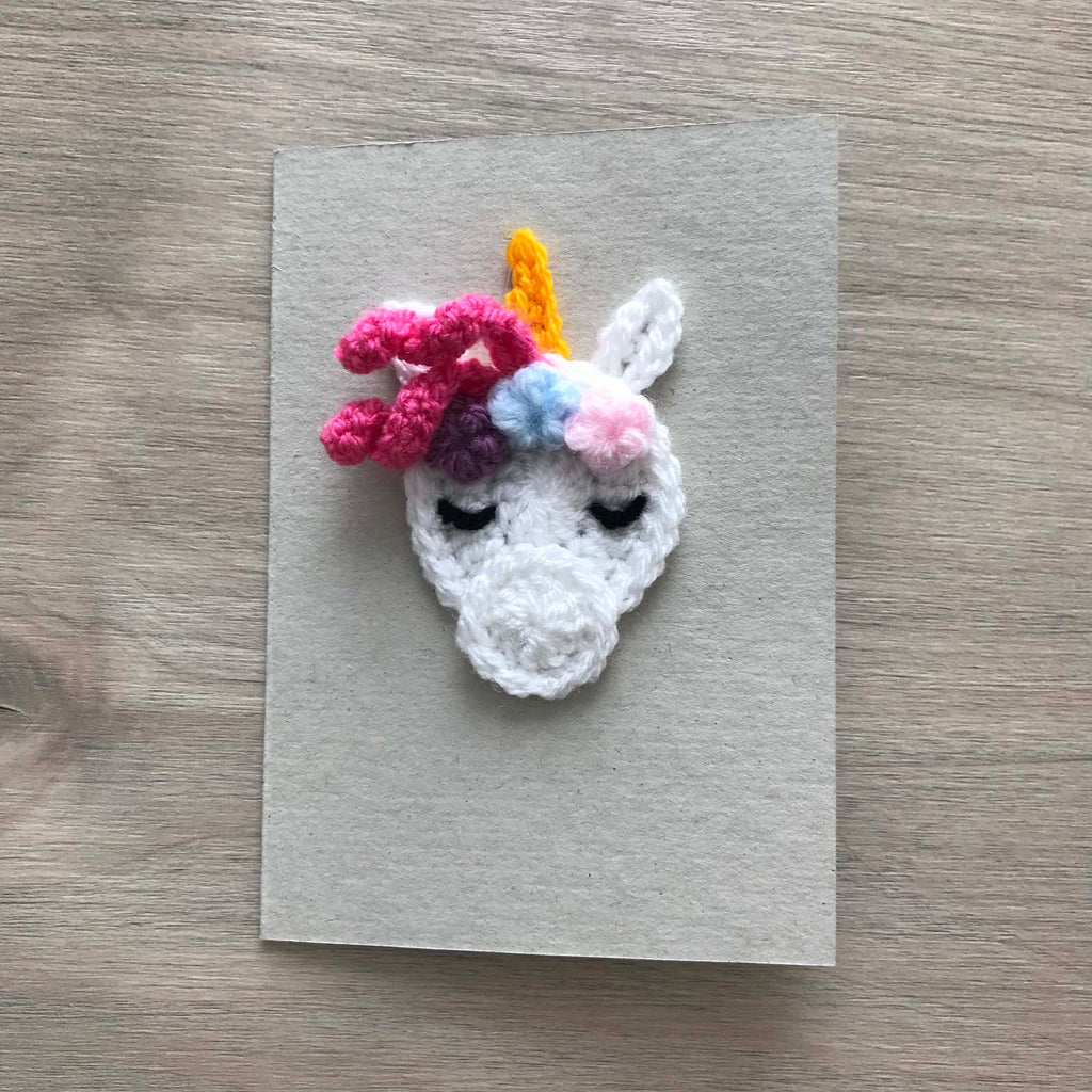 Crochet Unicorn 100% Recycled Greetings Card