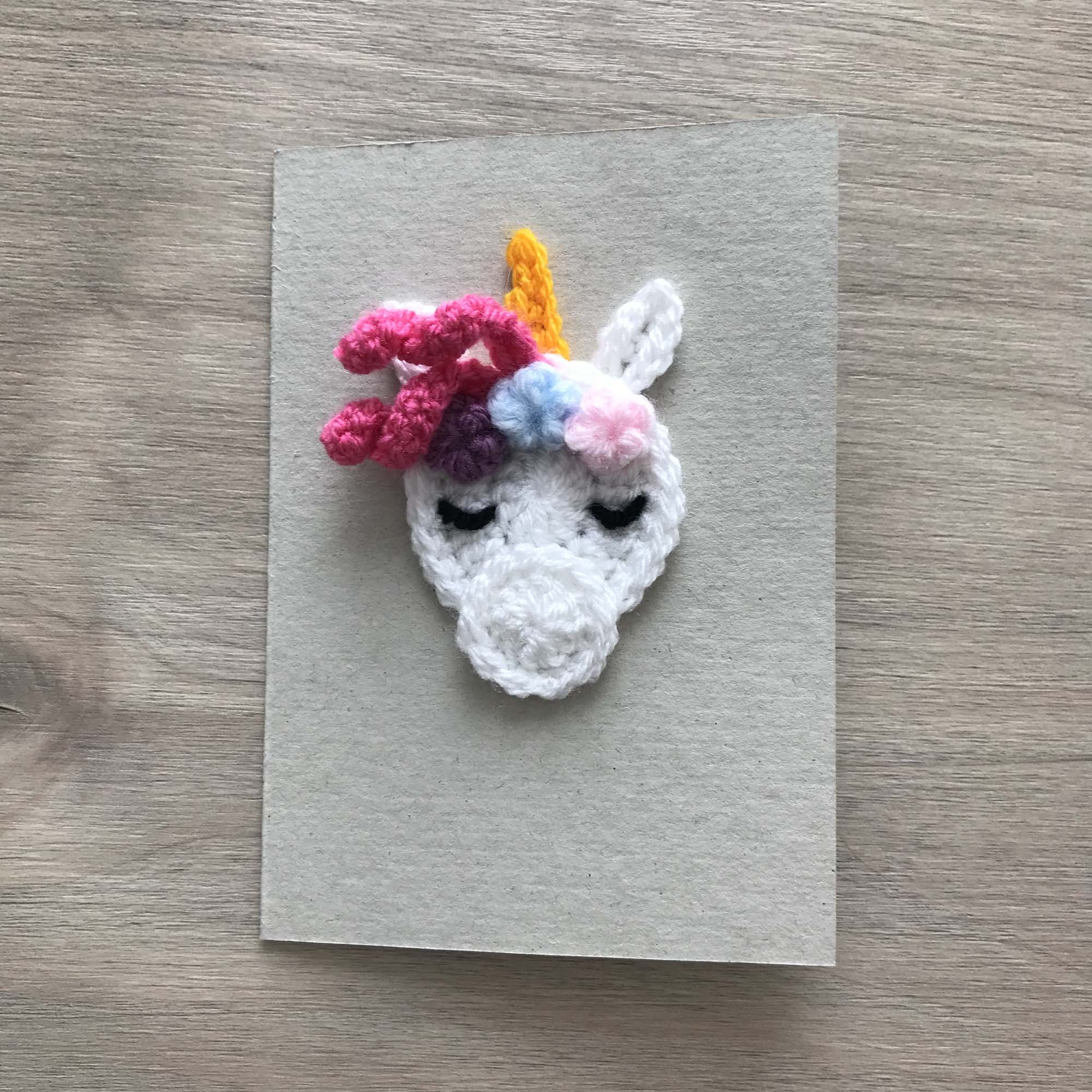 Crochet Unicorn 100% Recycled Greetings Card