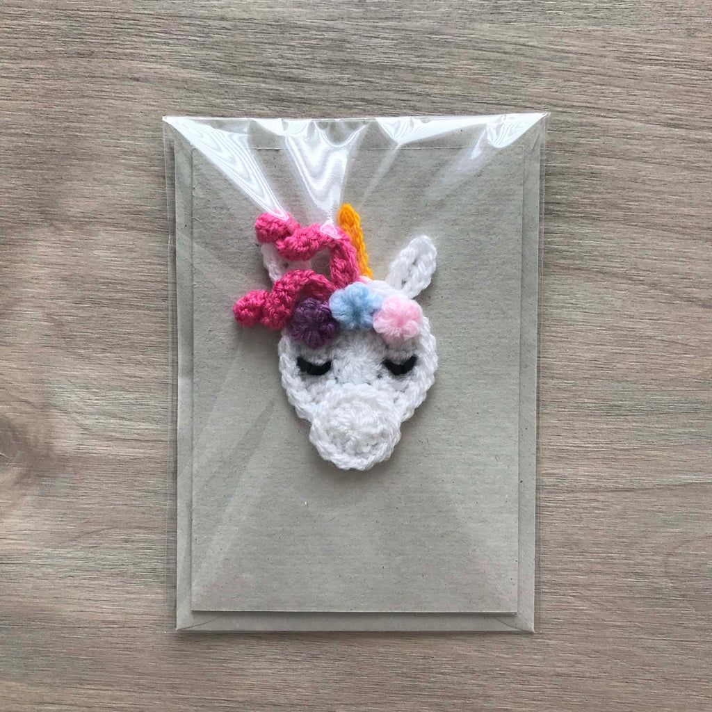 Crochet Unicorn 100% Recycled Greetings Card