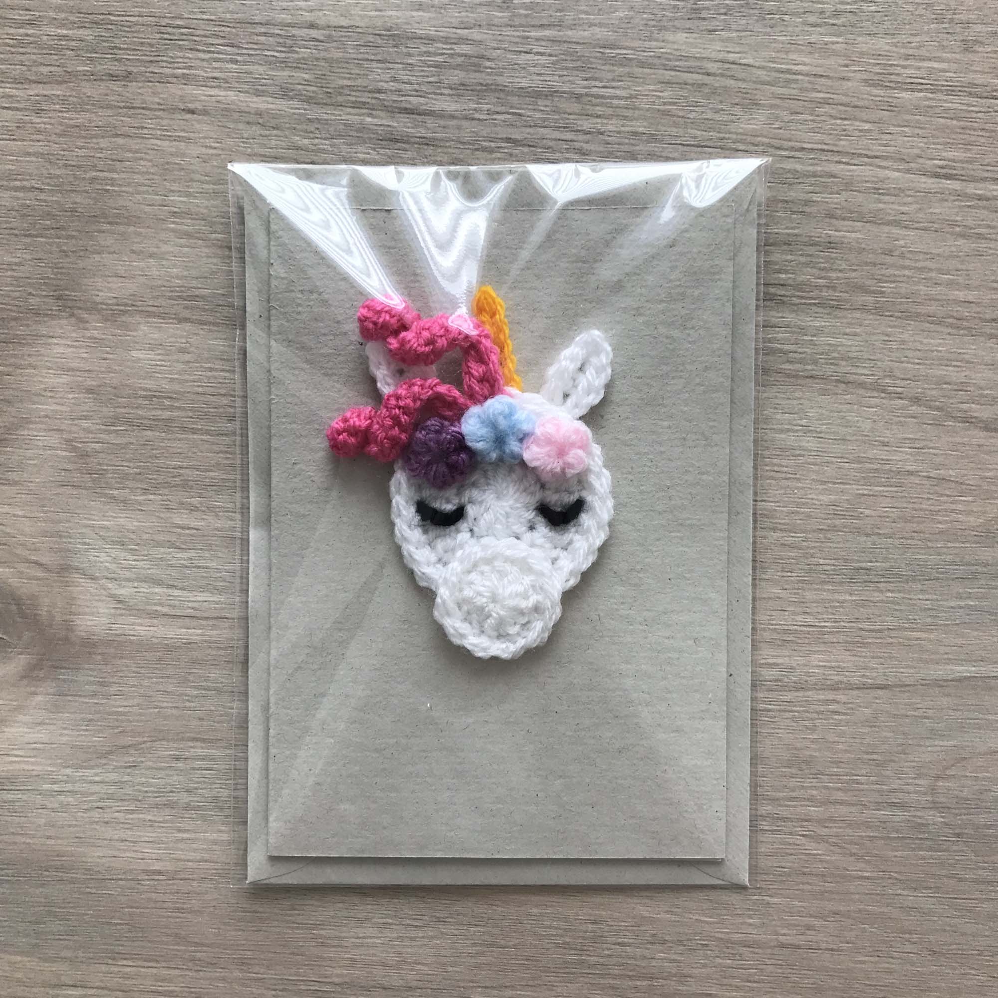 Crochet Unicorn 100% Recycled Greetings Card