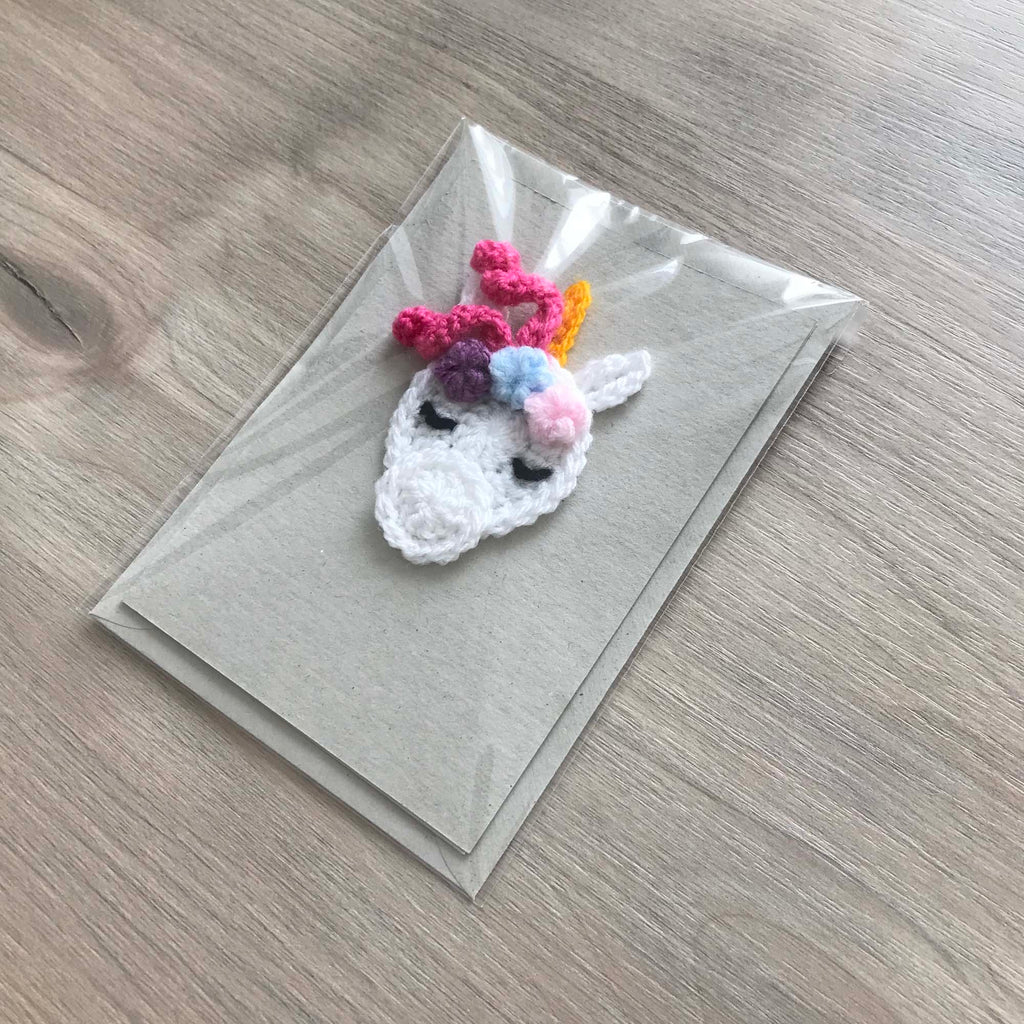 Crochet Unicorn 100% Recycled Greetings Card