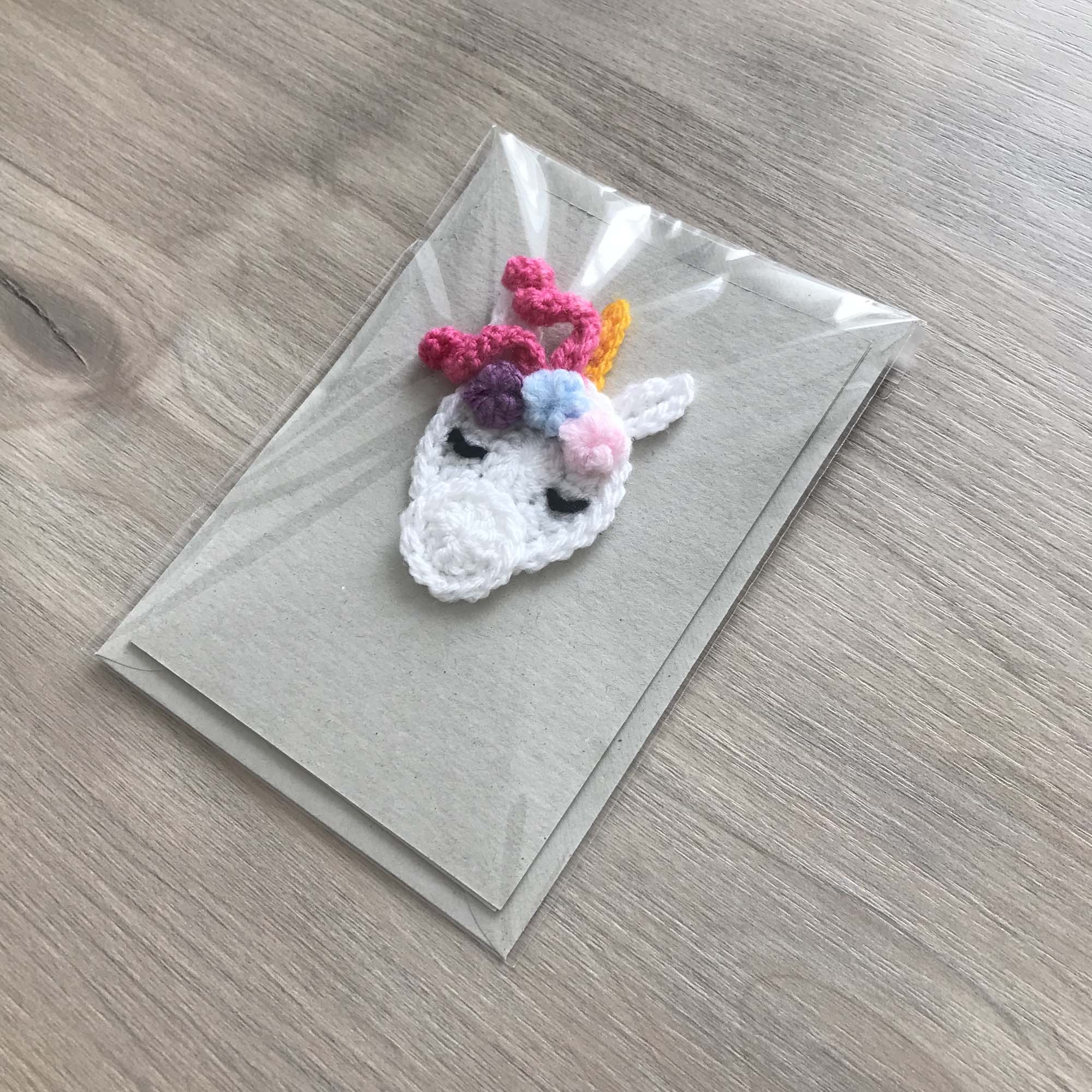 Crochet Unicorn 100% Recycled Greetings Card