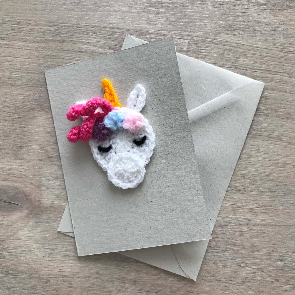 Crochet Unicorn 100% Recycled Greetings Card