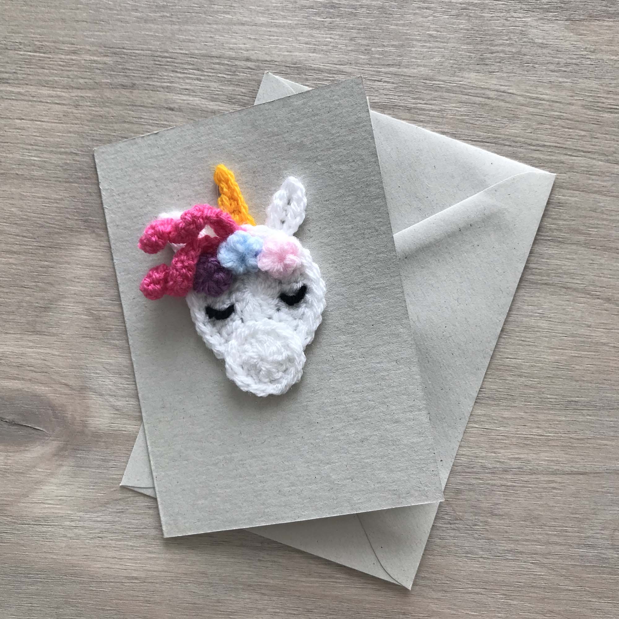 Crochet Unicorn 100% Recycled Greetings Card