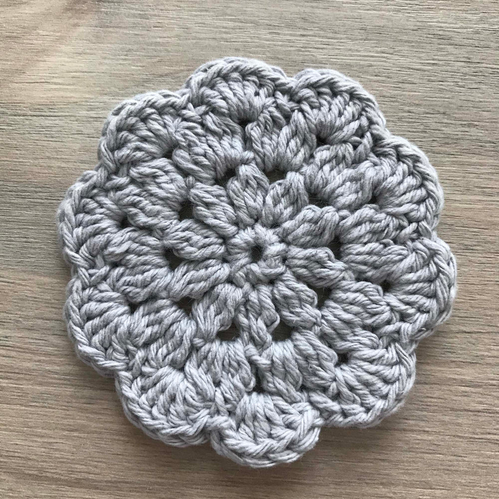 100% Recycled Cotton Crochet Grey Coasters - Set of 4