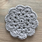 100% Recycled Cotton Crochet Grey Coasters - Set of 4
