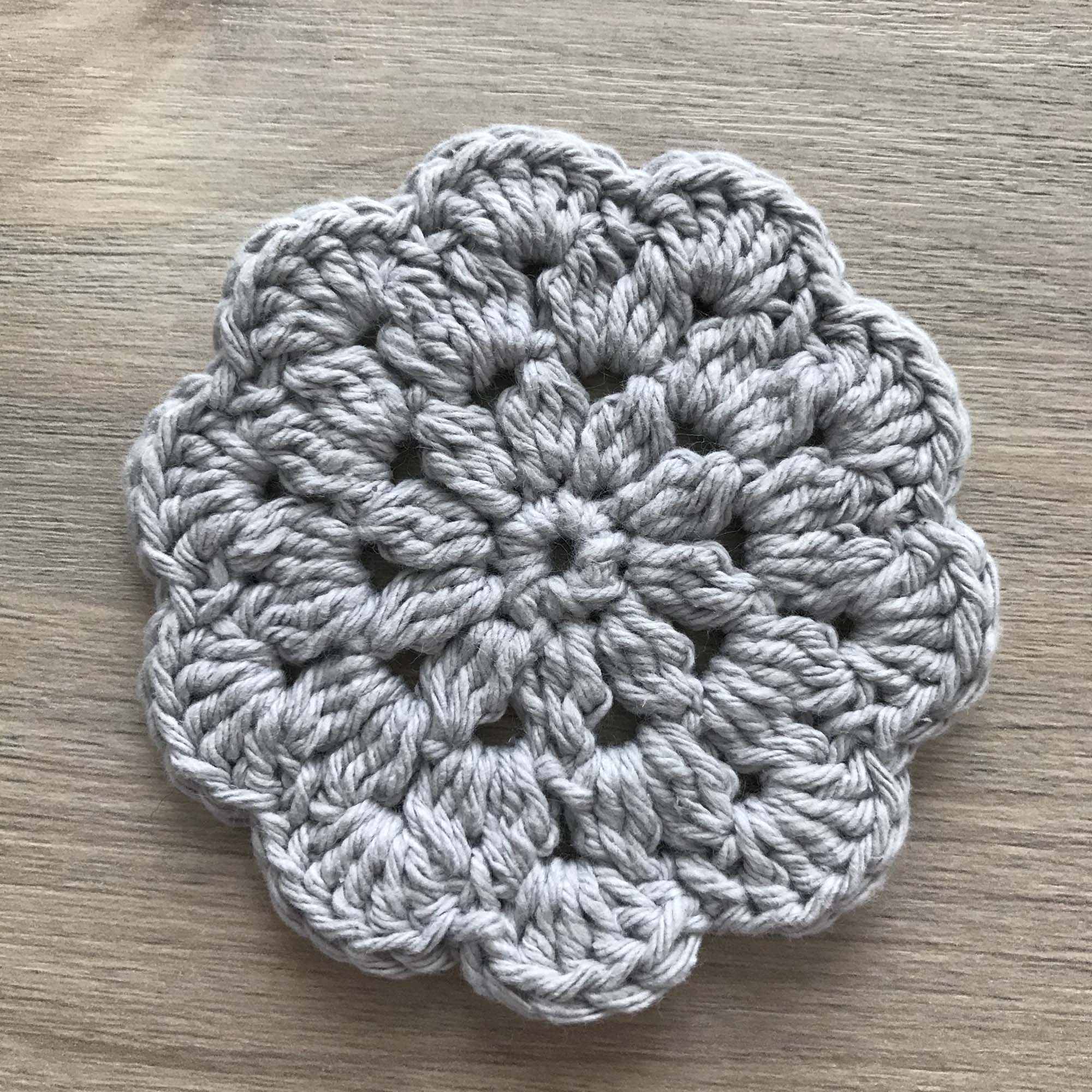 100% Recycled Cotton Crochet Grey Coasters - Set of 4